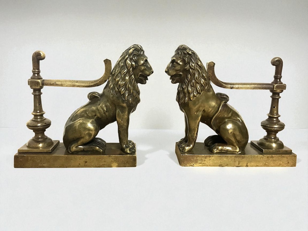 Rare Pair Of Bronze Lion Door Wedges