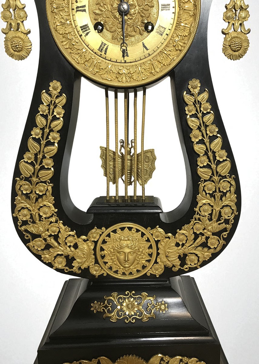 Pendule lyre époque Restauration vers 1830 mouvement à fil-photo-4