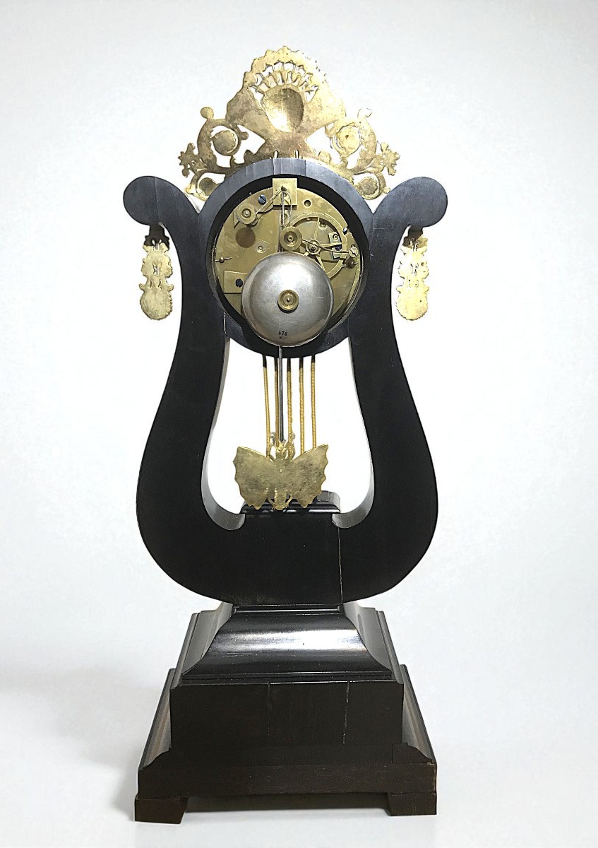 Pendule lyre époque Restauration vers 1830 mouvement à fil-photo-7