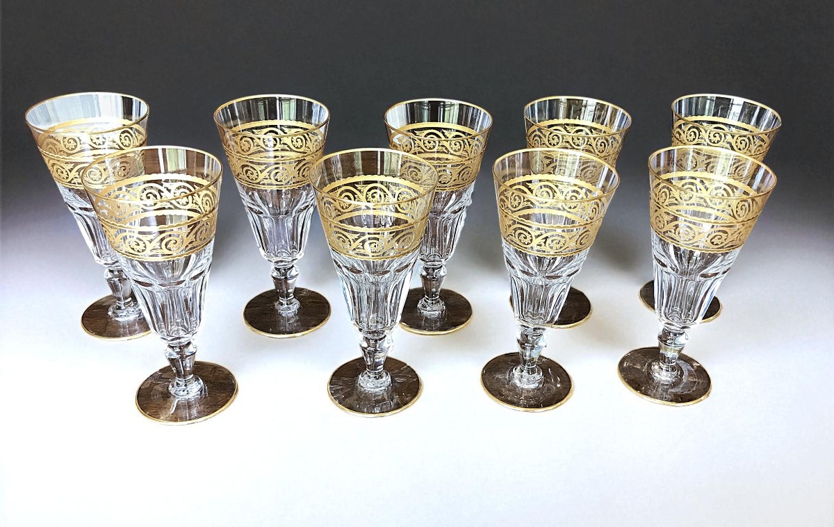  9 Baccarat Crystal Champagne Flutes, Eldorado Model-photo-2