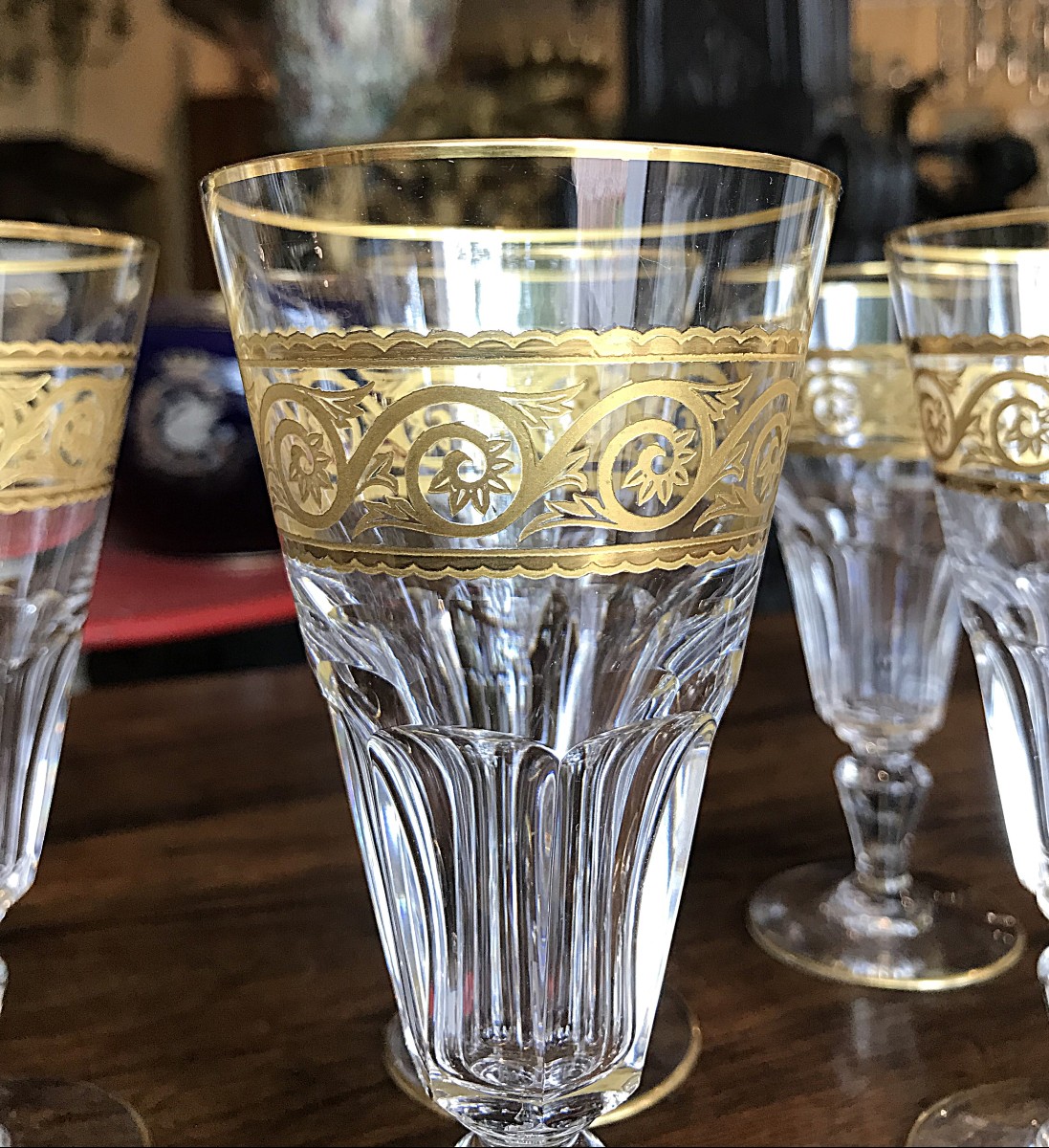  9 Baccarat Crystal Champagne Flutes, Eldorado Model-photo-4