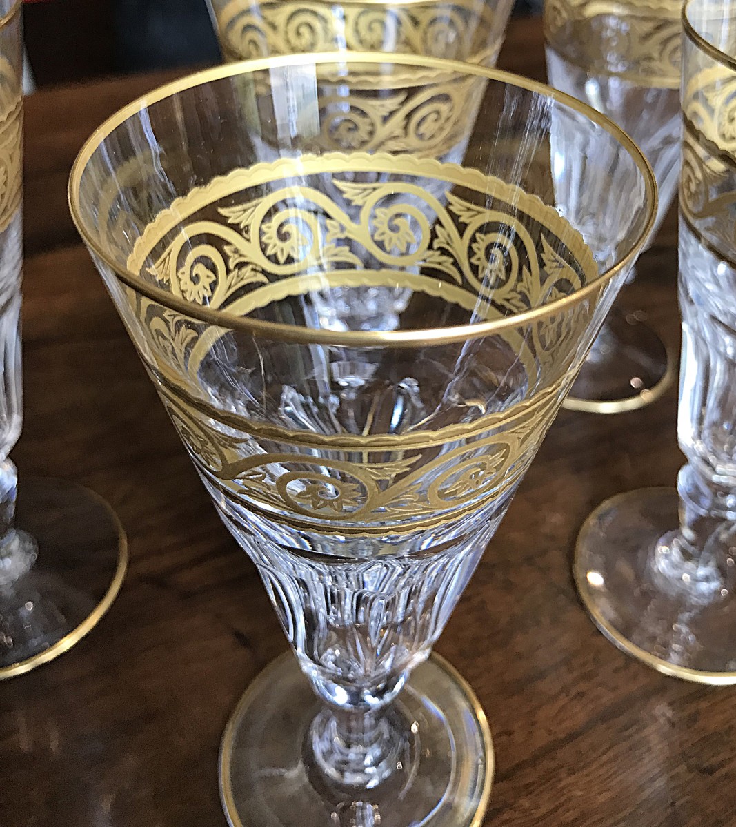  9 Baccarat Crystal Champagne Flutes, Eldorado Model-photo-3