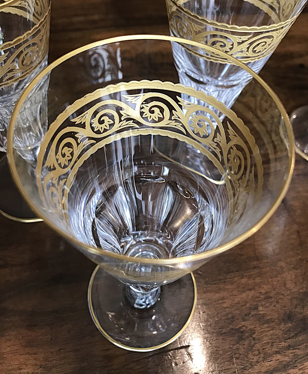  9 Baccarat Crystal Champagne Flutes, Eldorado Model-photo-4