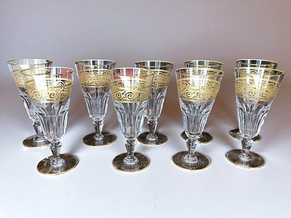 9 Baccarat Crystal Champagne Flutes, Eldorado Model