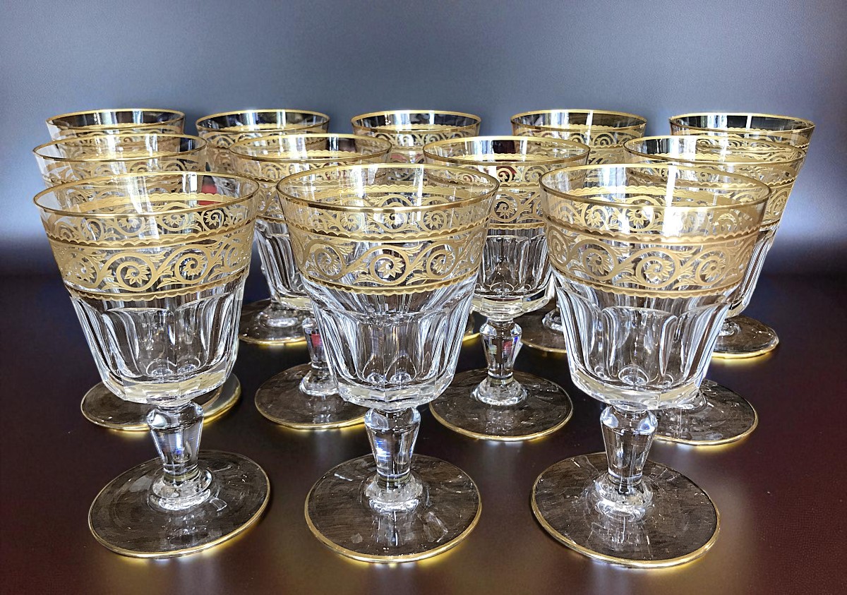 12 Baccarat Crystal Water Glasses, Eldorado Model