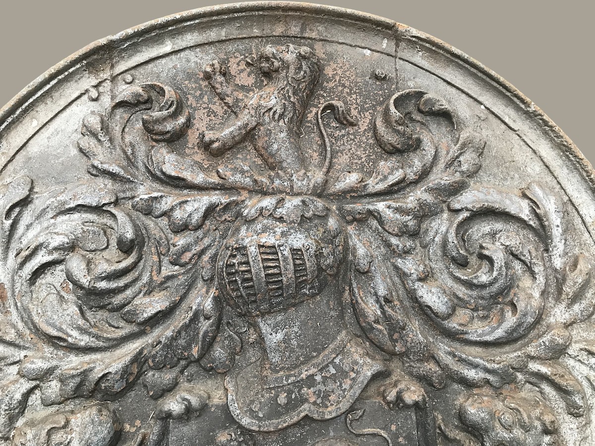 17th Century Cast Iron Fireplace Plate-photo-2