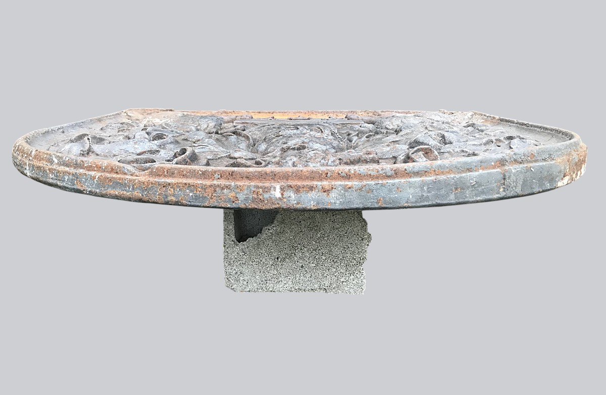 17th Century Cast Iron Fireplace Plate-photo-5