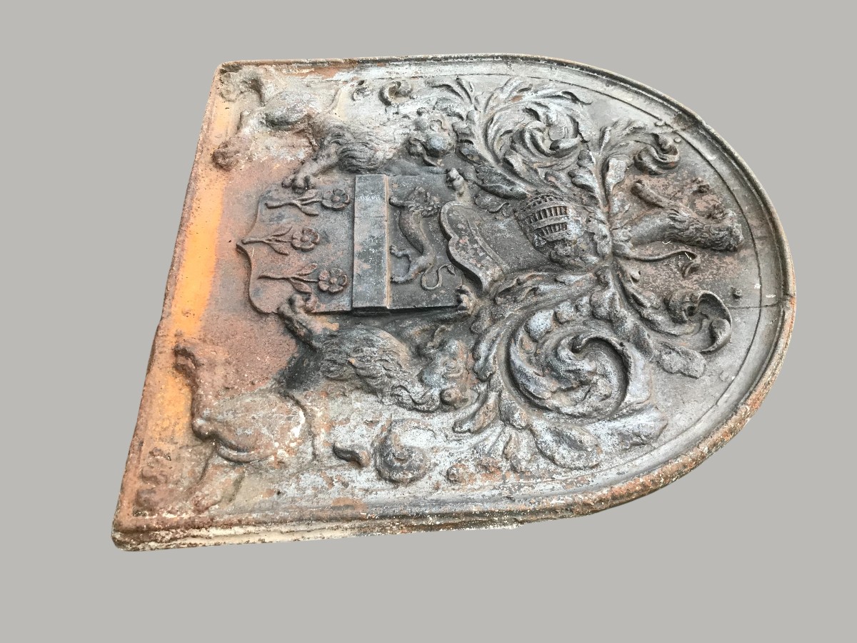 17th Century Cast Iron Fireplace Plate-photo-6