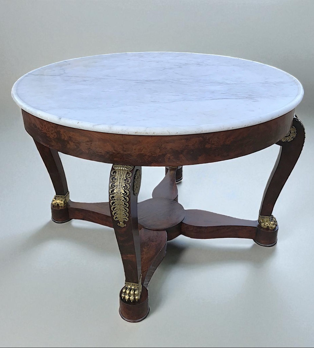 Period Restoration Table In Mahogany And Carrara Marble-photo-2