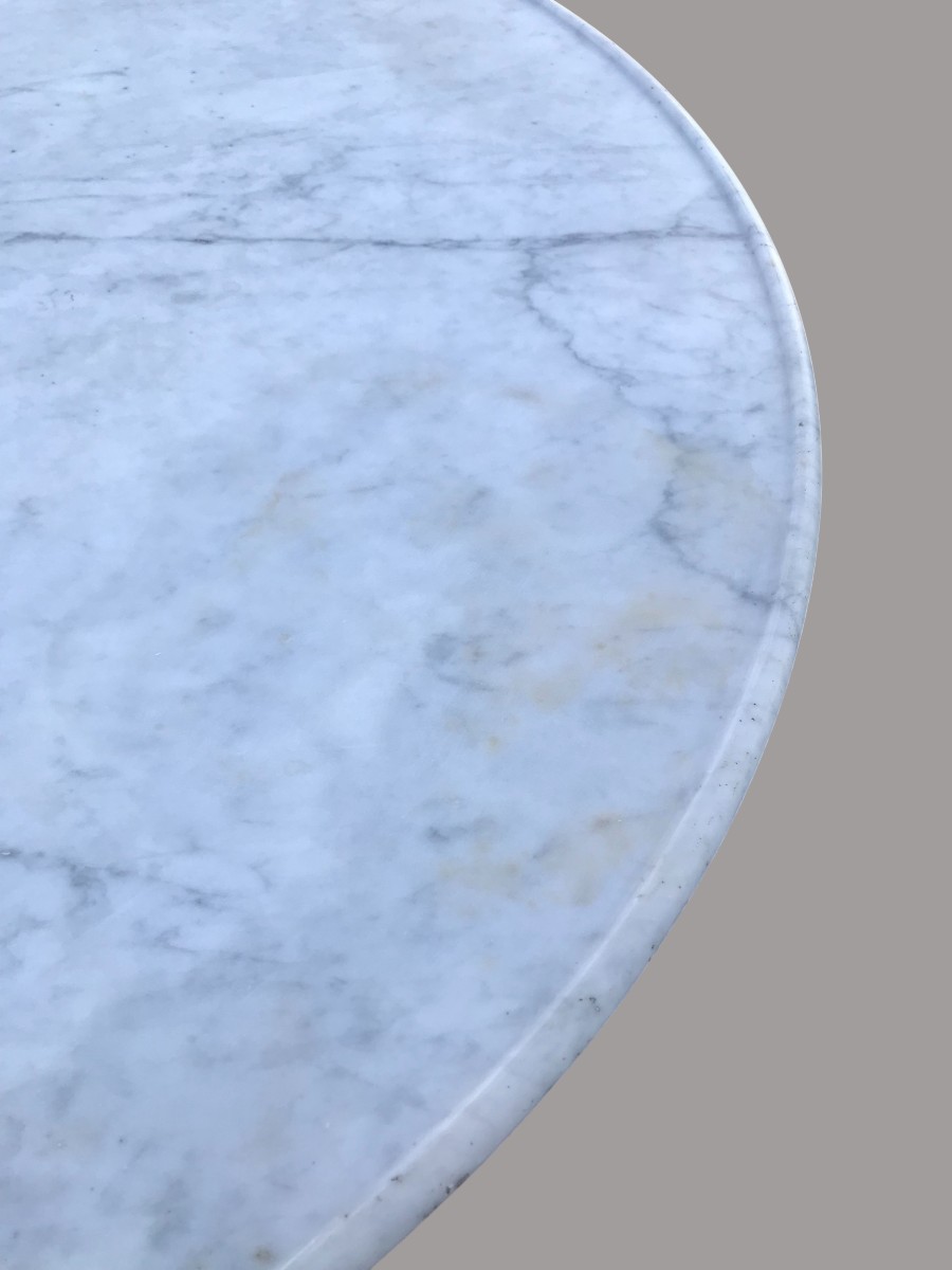 Period Restoration Table In Mahogany And Carrara Marble-photo-4