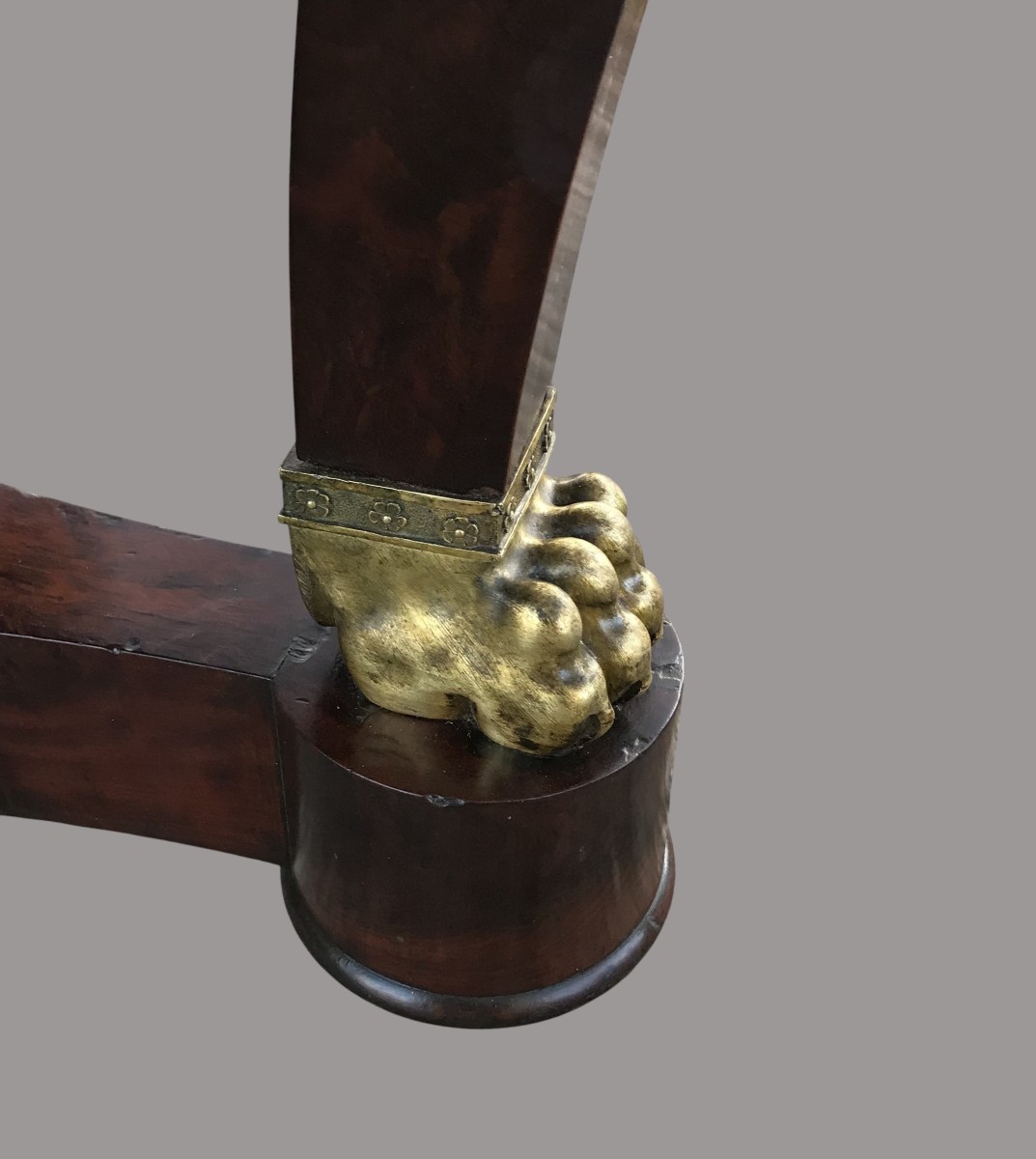Period Restoration Table In Mahogany And Carrara Marble-photo-5