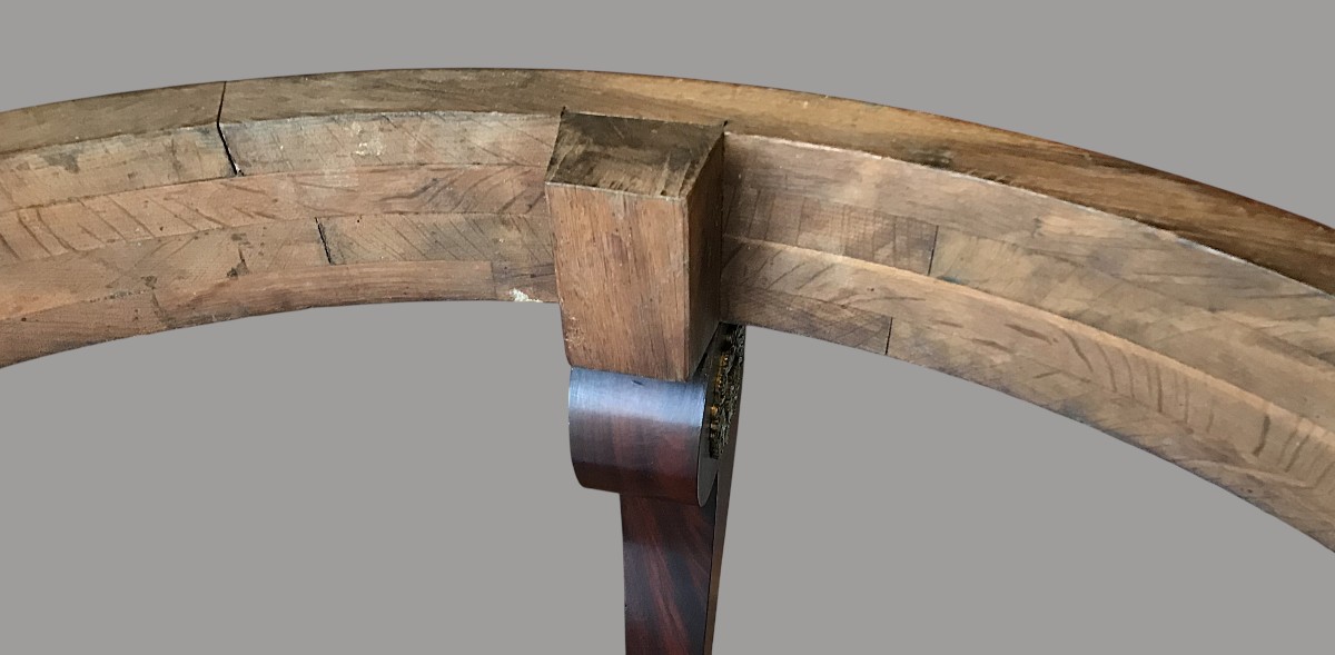 Period Restoration Table In Mahogany And Carrara Marble-photo-7