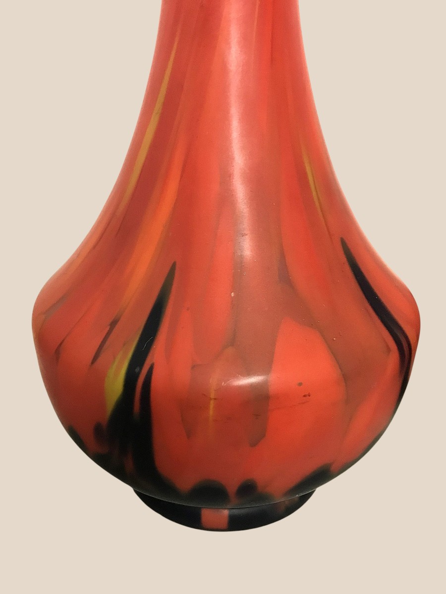 Pair Of Glass Vases Mounted In Bronze-photo-3