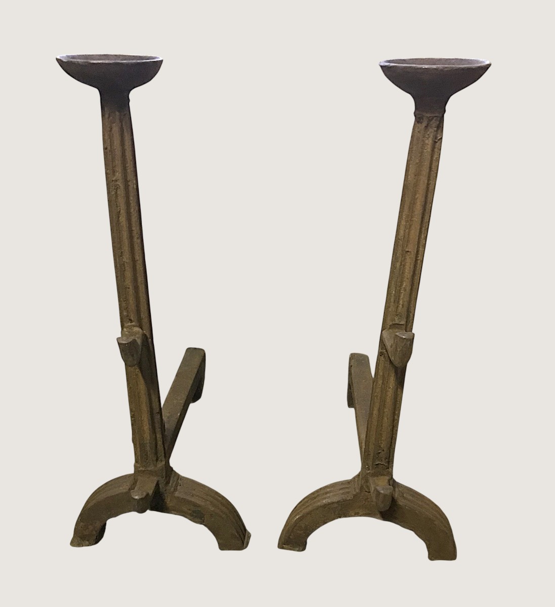 Paire de landiers en fonte époque renaissance-photo-2