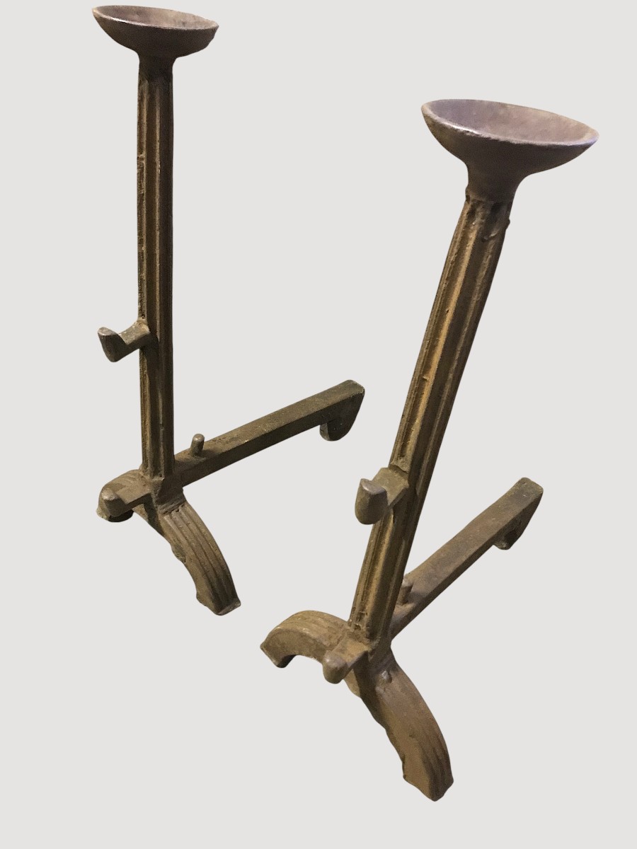 Paire de landiers en fonte époque renaissance-photo-3