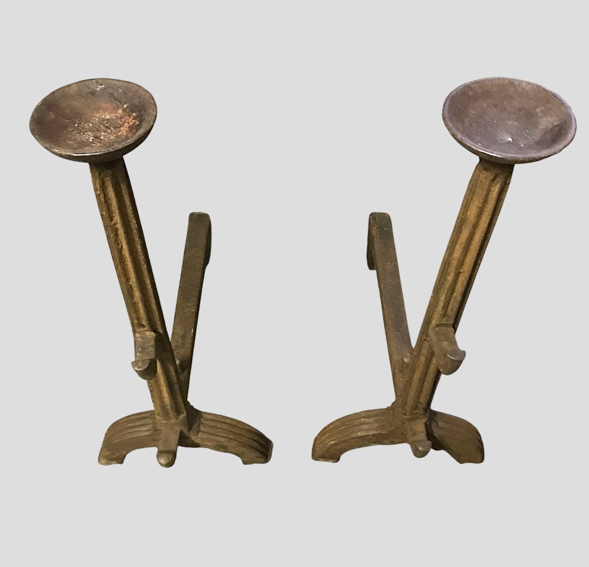 Paire de landiers en fonte époque renaissance-photo-4