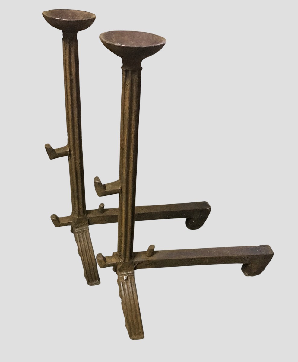 Paire de landiers en fonte époque renaissance-photo-1