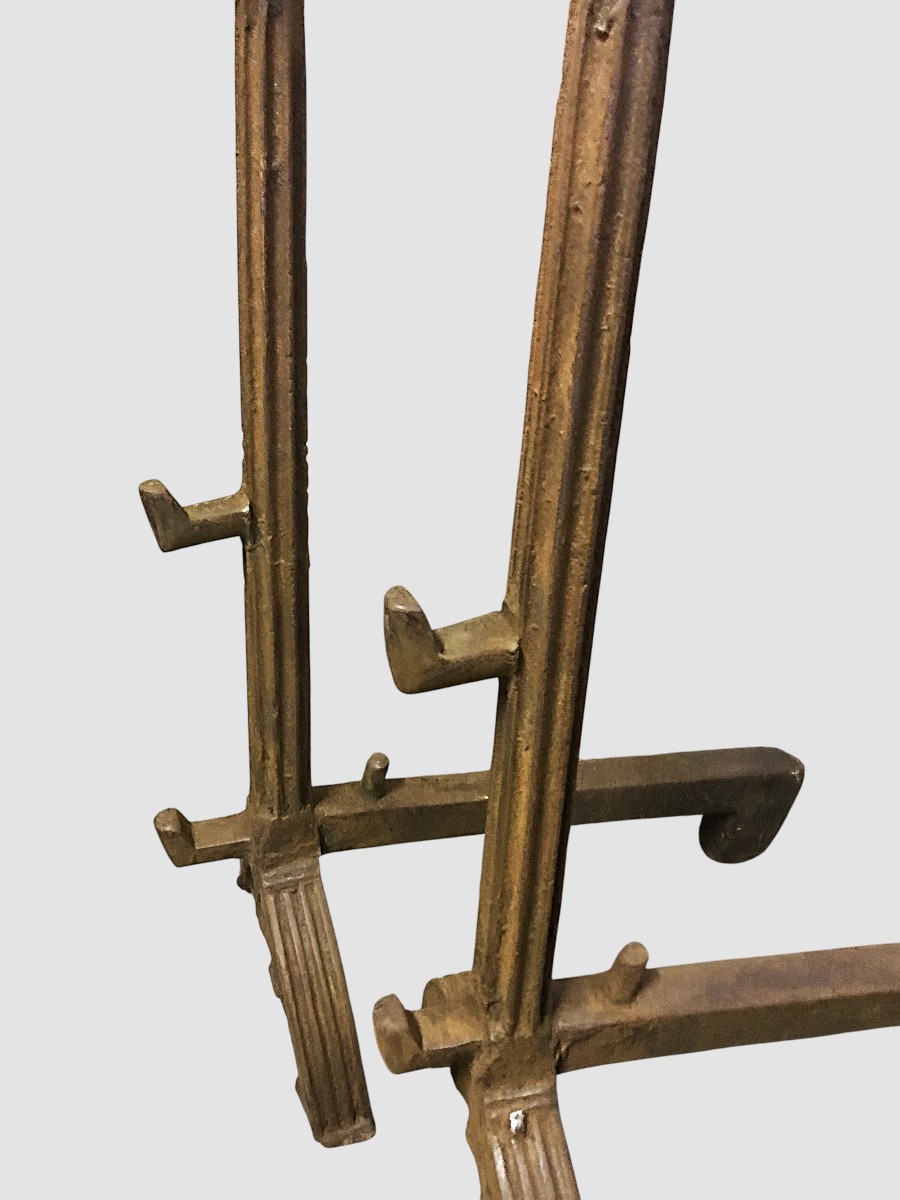 Paire de landiers en fonte époque renaissance-photo-3