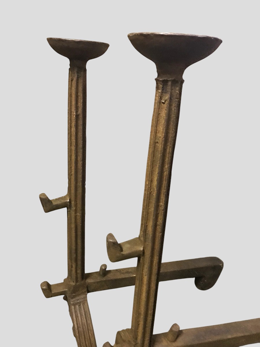 Paire de landiers en fonte époque renaissance-photo-4