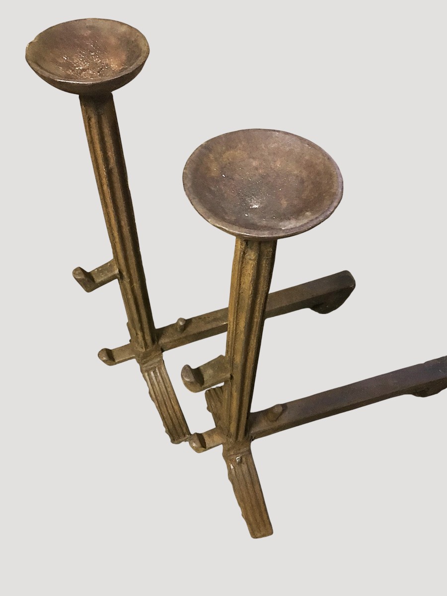 Paire de landiers en fonte époque renaissance-photo-5