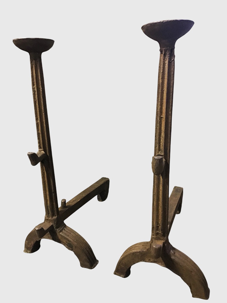 Paire de landiers en fonte époque renaissance