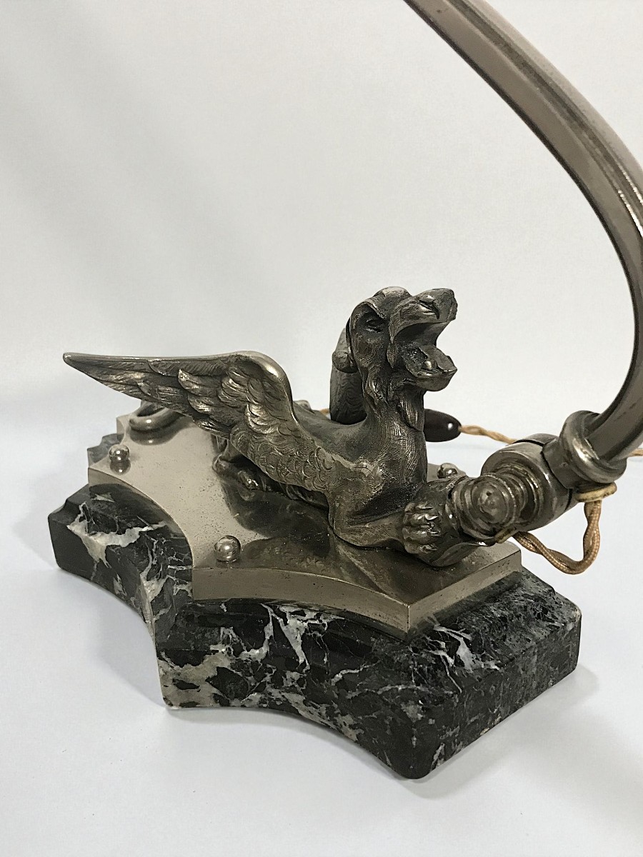 Paire de lampes articulées en bronze nickelé-photo-4