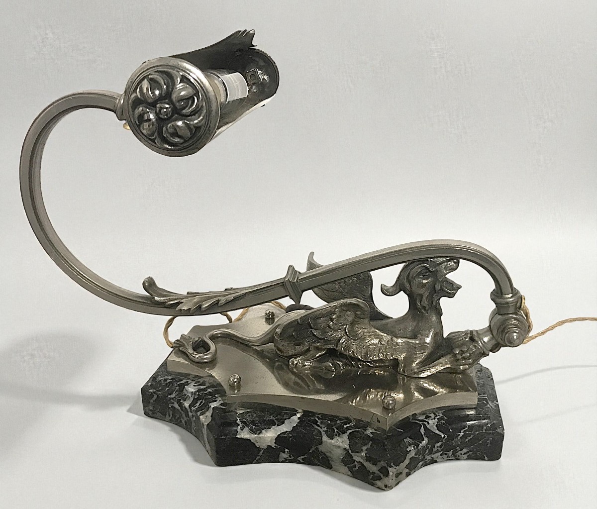 Paire de lampes articulées en bronze nickelé-photo-3