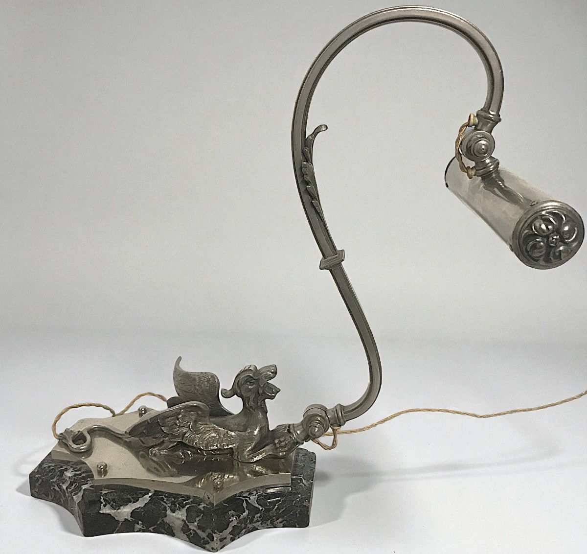 Paire de lampes articulées en bronze nickelé-photo-4