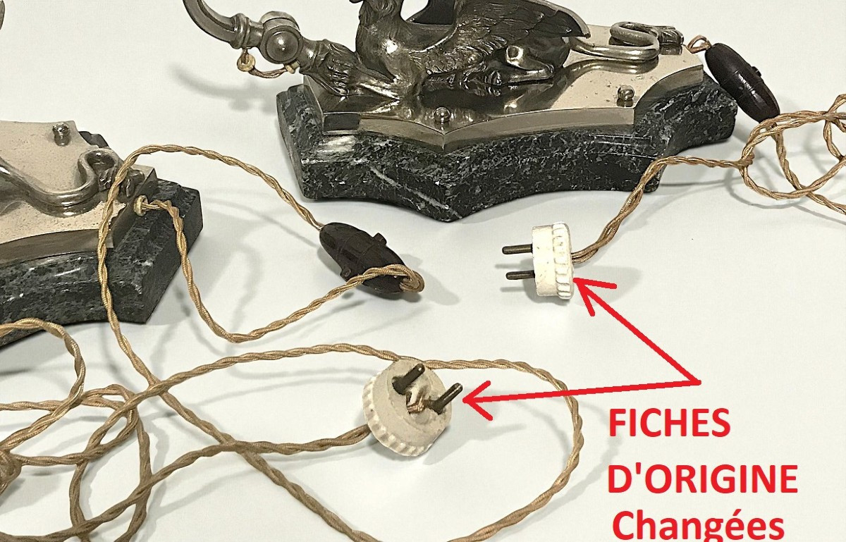Paire de lampes articulées en bronze nickelé-photo-8