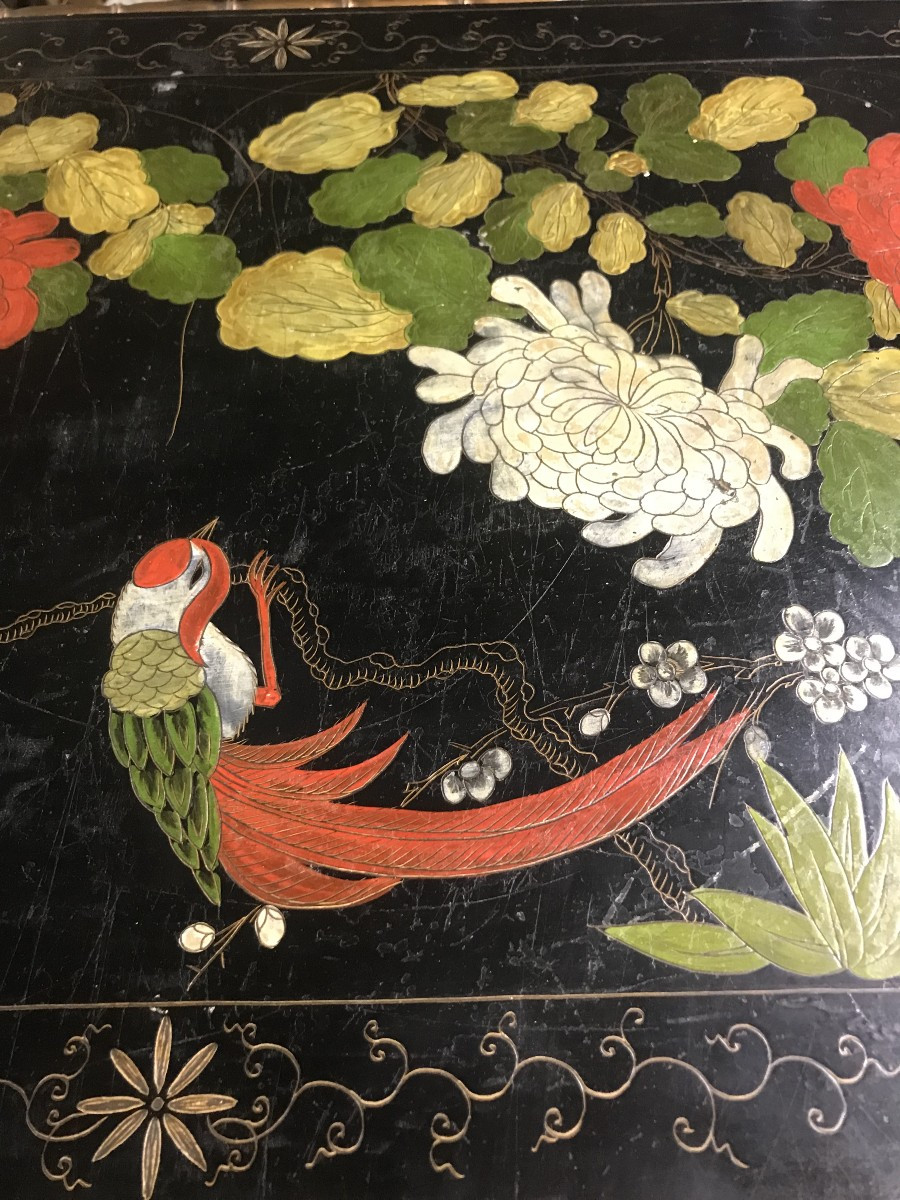 Table basse en bronze et laque décor Japonisant d'après Bagues-photo-4