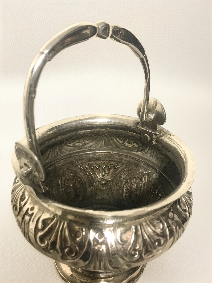 18th Century Silver-plated Metal Holy Water Bucket-photo-3