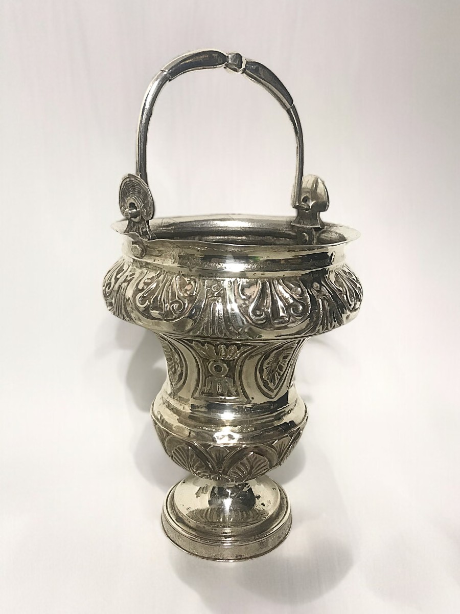 18th Century Silver-plated Metal Holy Water Bucket
