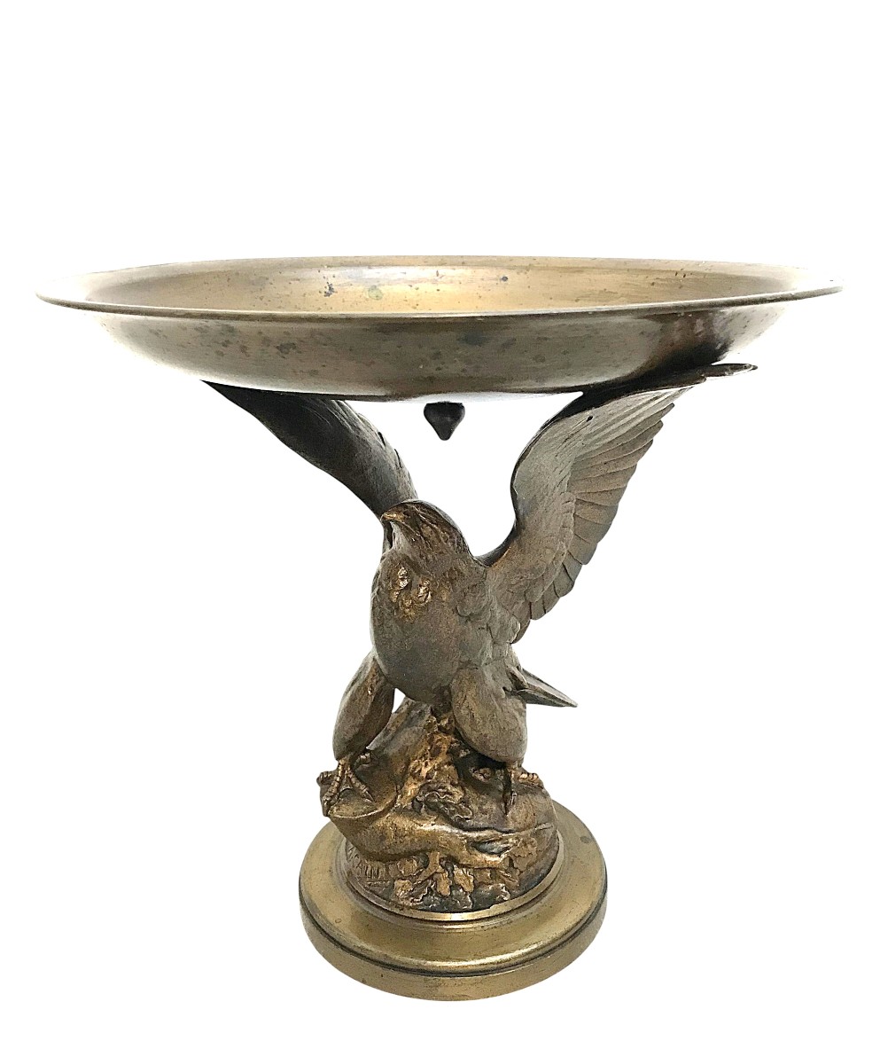 Coupe à l'aigle en bronze signé A . Cain-photo-2
