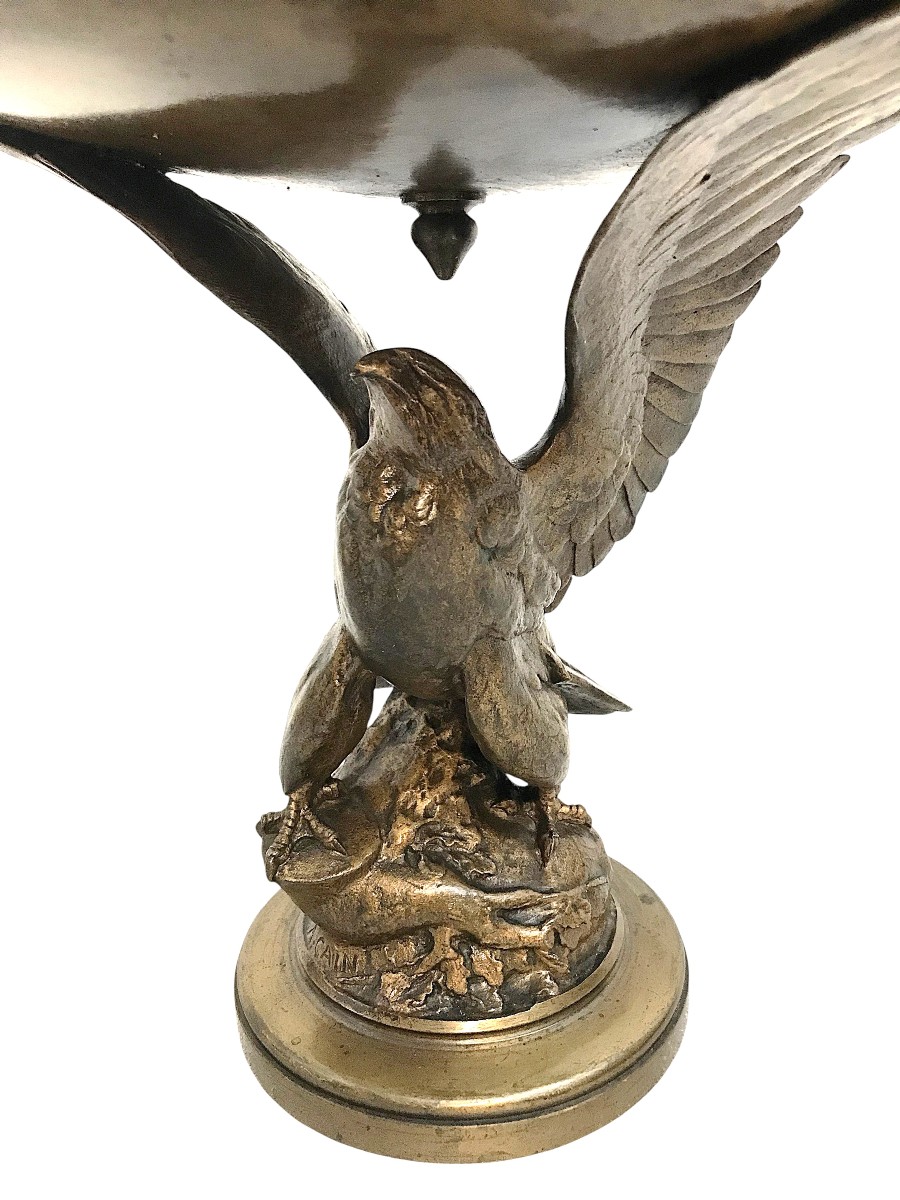 Coupe à l'aigle en bronze signé A . Cain-photo-3