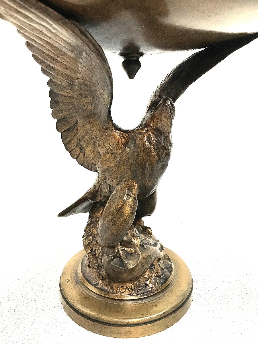 Coupe à l'aigle en bronze signé A . Cain-photo-4