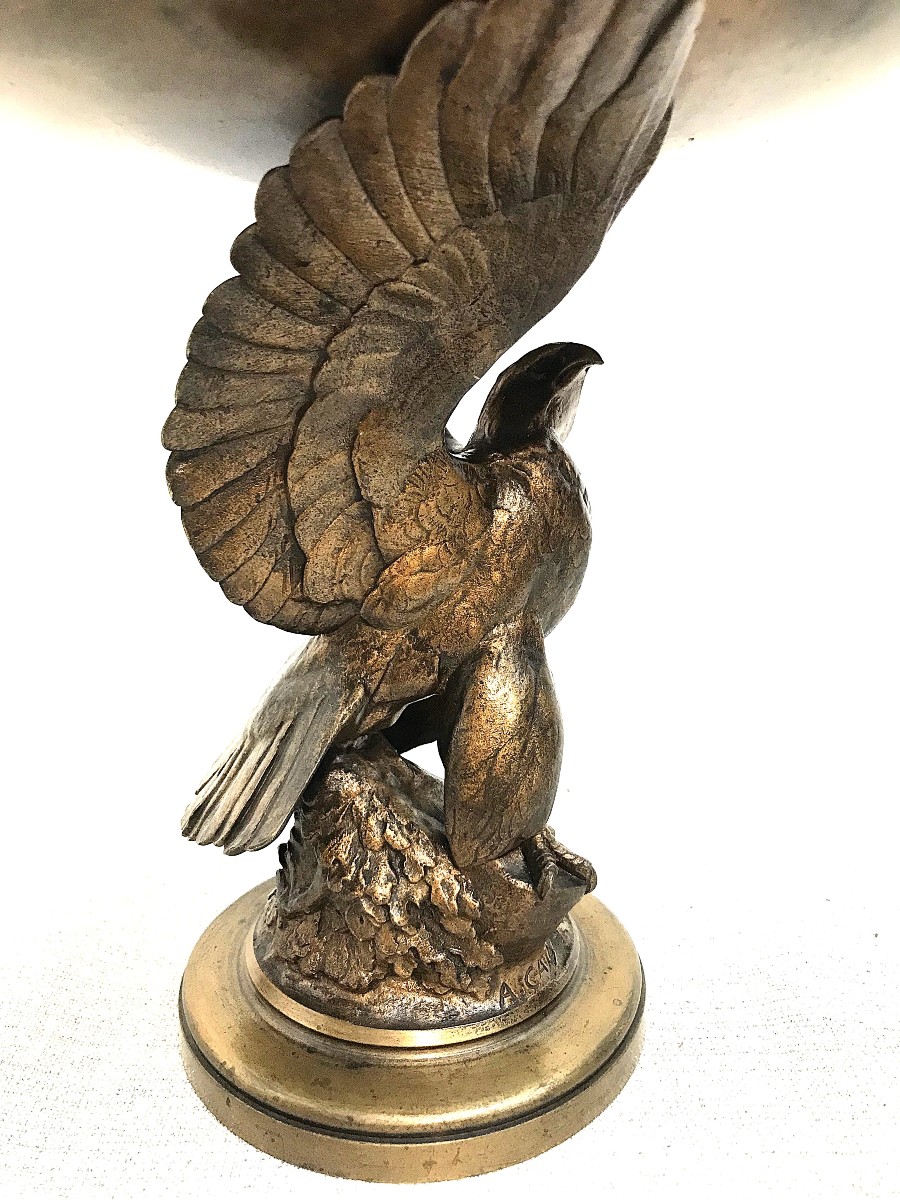 Coupe à l'aigle en bronze signé A . Cain-photo-1