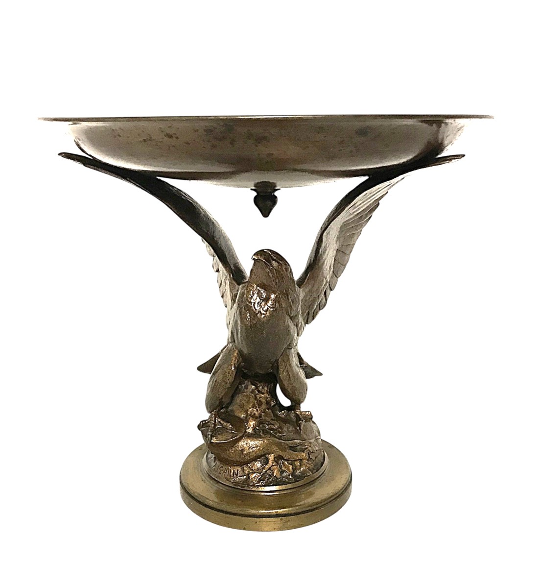 Coupe à l'aigle en bronze signé A . Cain