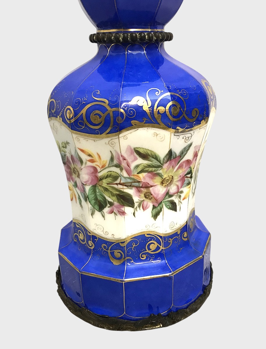 Paire de lampes à huile en porcelaine époque Napoléon III-photo-3
