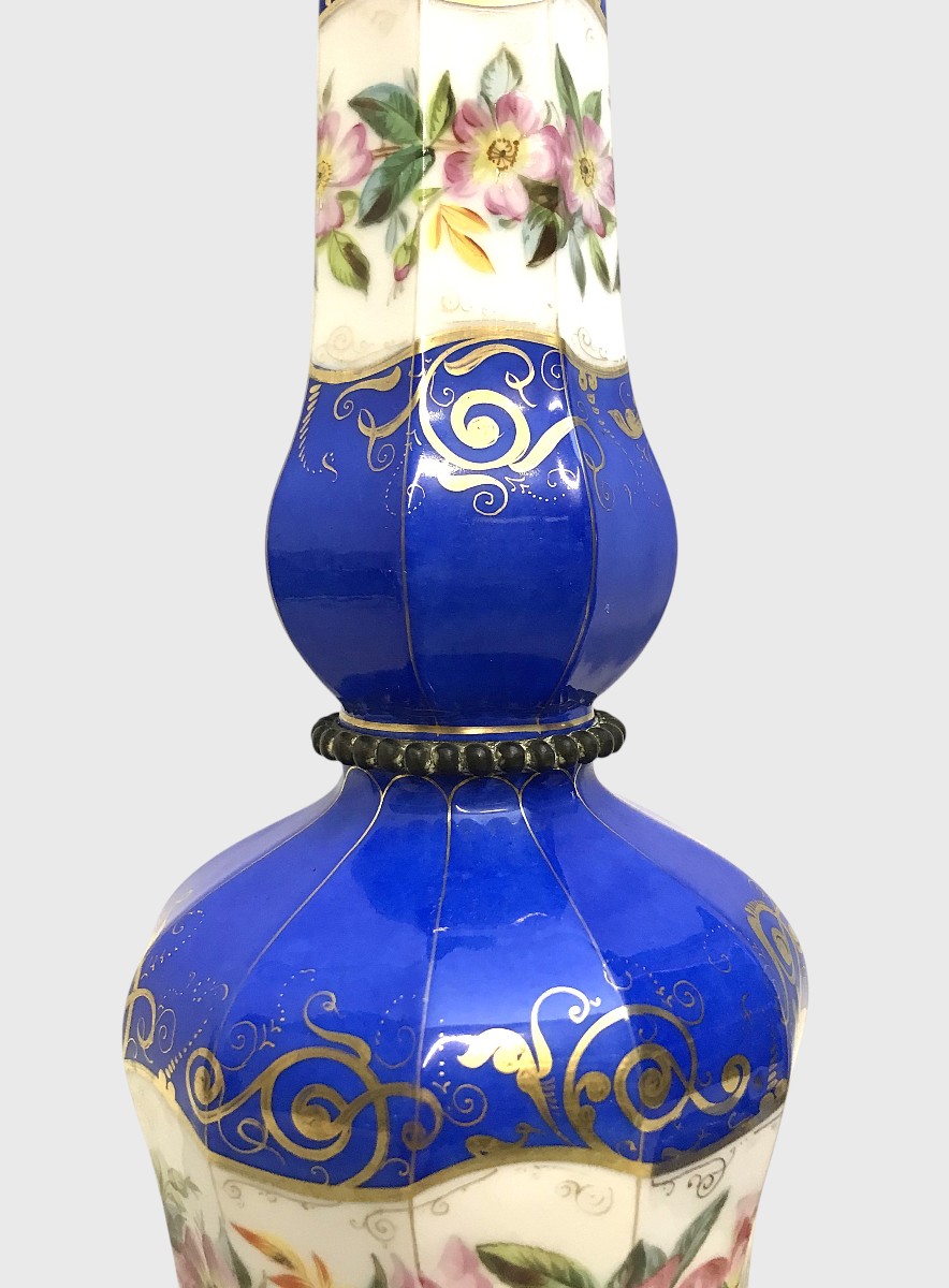 Paire de lampes à huile en porcelaine époque Napoléon III-photo-1
