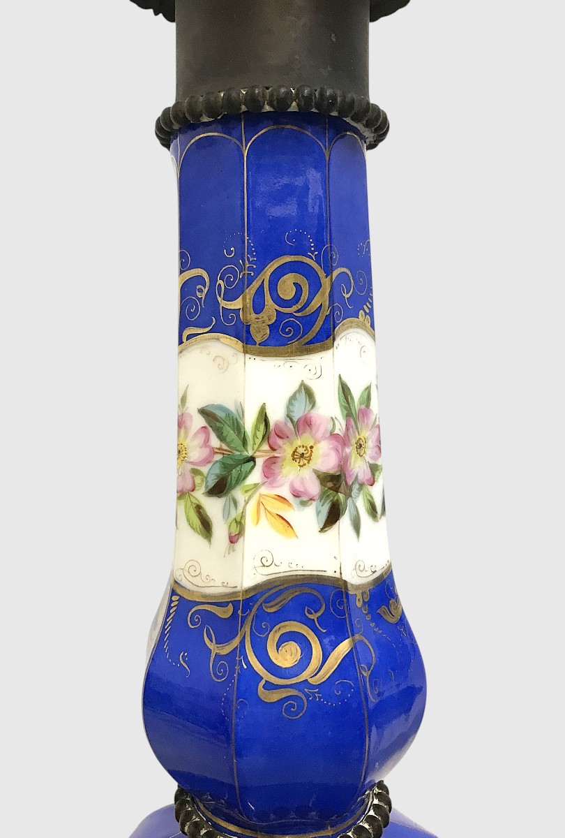Paire de lampes à huile en porcelaine époque Napoléon III-photo-2