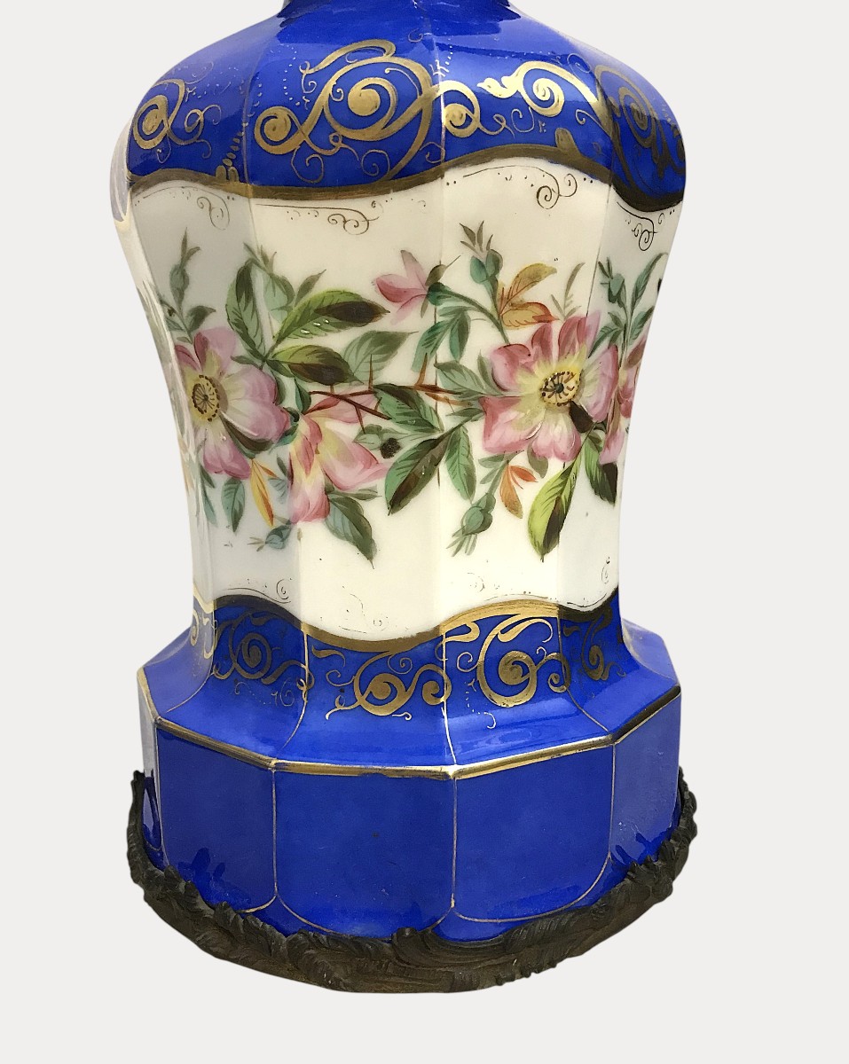 Paire de lampes à huile en porcelaine époque Napoléon III-photo-3