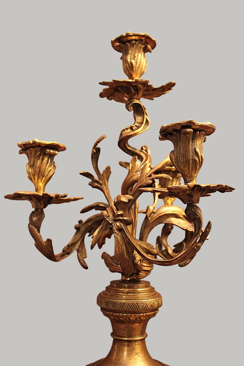 Grand candélabre Japon porcelaine et bronze ( signé )-photo-4