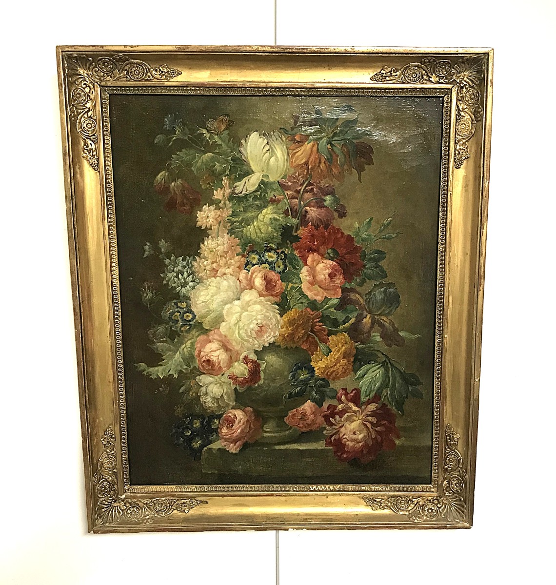 Huile sur toile nature morte aux fleurs