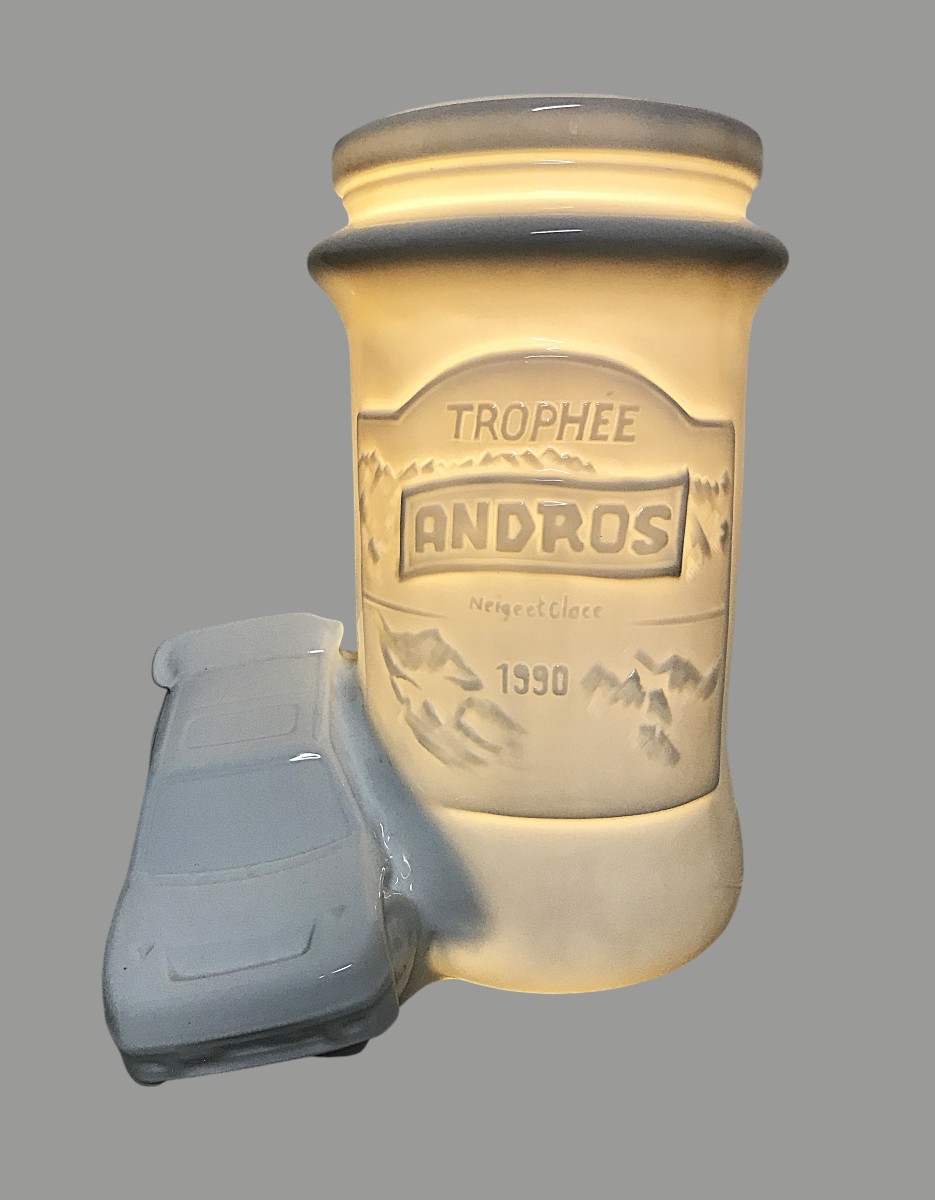 Veilleuse en porcelaine de Limoges, trophée Andros 1990 compétition automobiles-photo-2