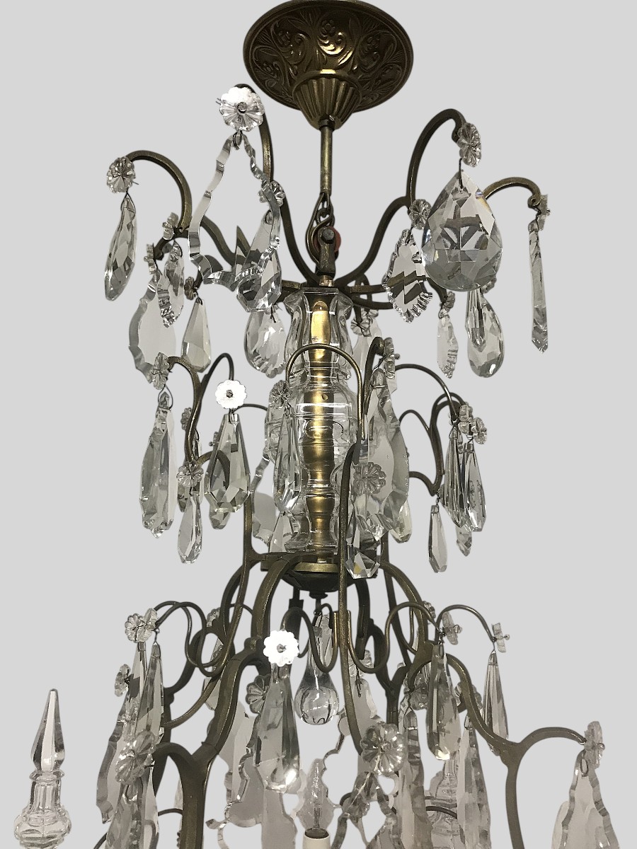 Lustre cage en cristal de Baccarat signé-photo-4