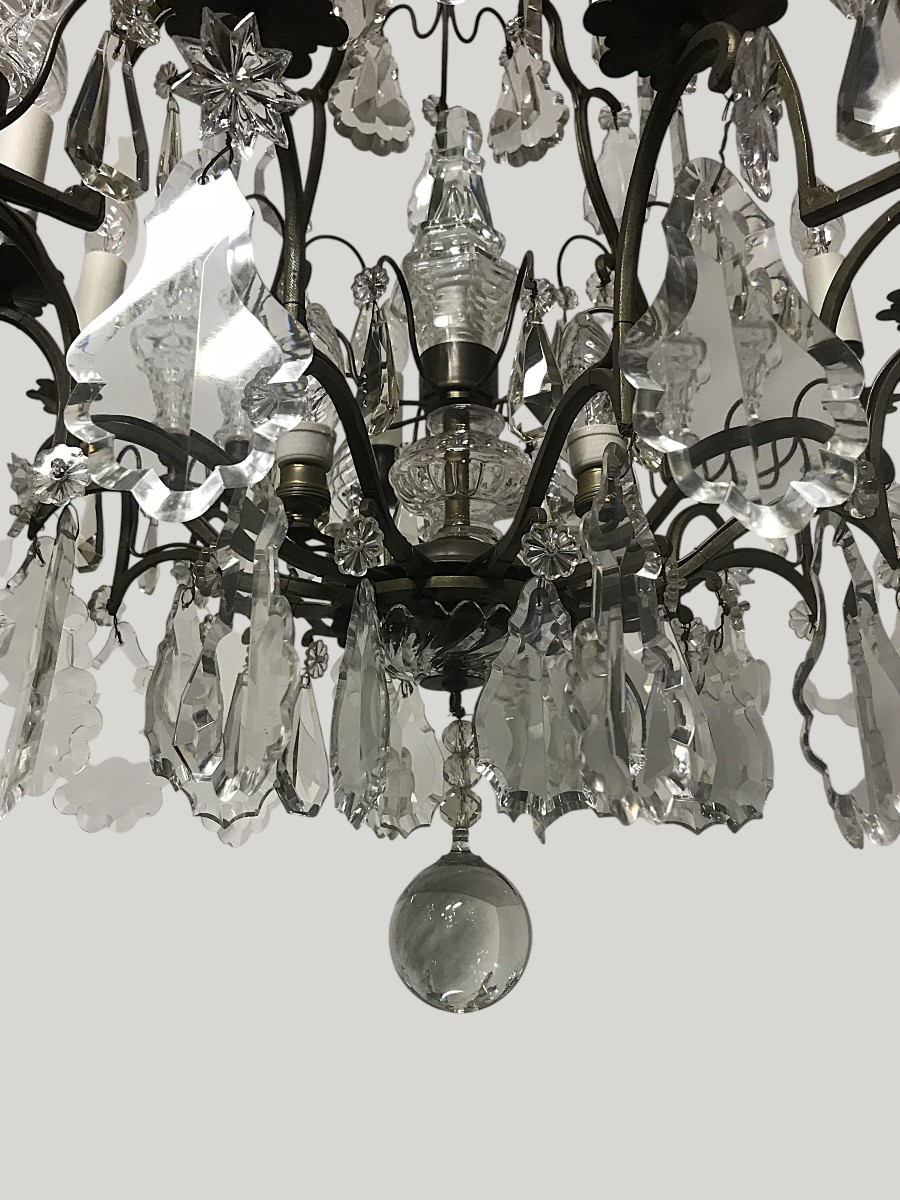 Lustre cage en cristal de Baccarat signé-photo-3
