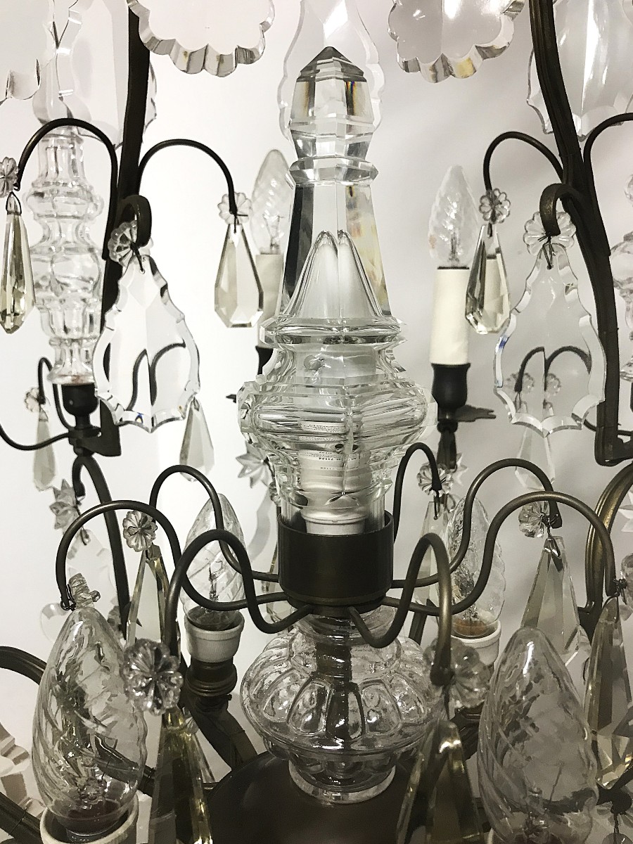 Lustre cage en cristal de Baccarat signé-photo-4