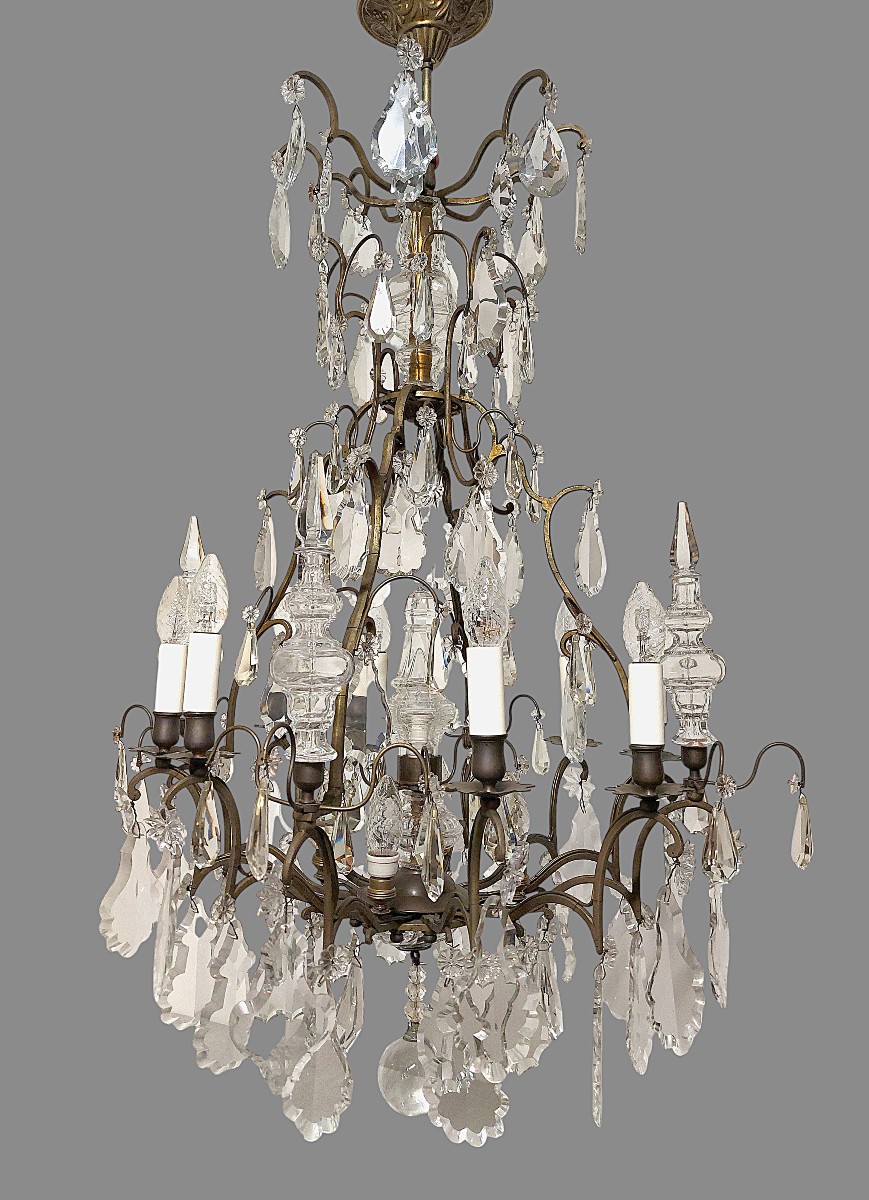 Lustre cage en cristal de Baccarat signé
