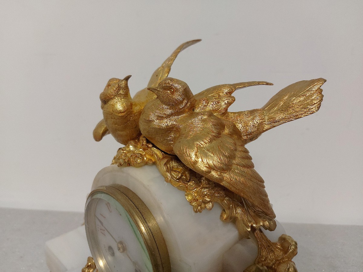 Gilt Bronze And Onyx Dove Clock-photo-2