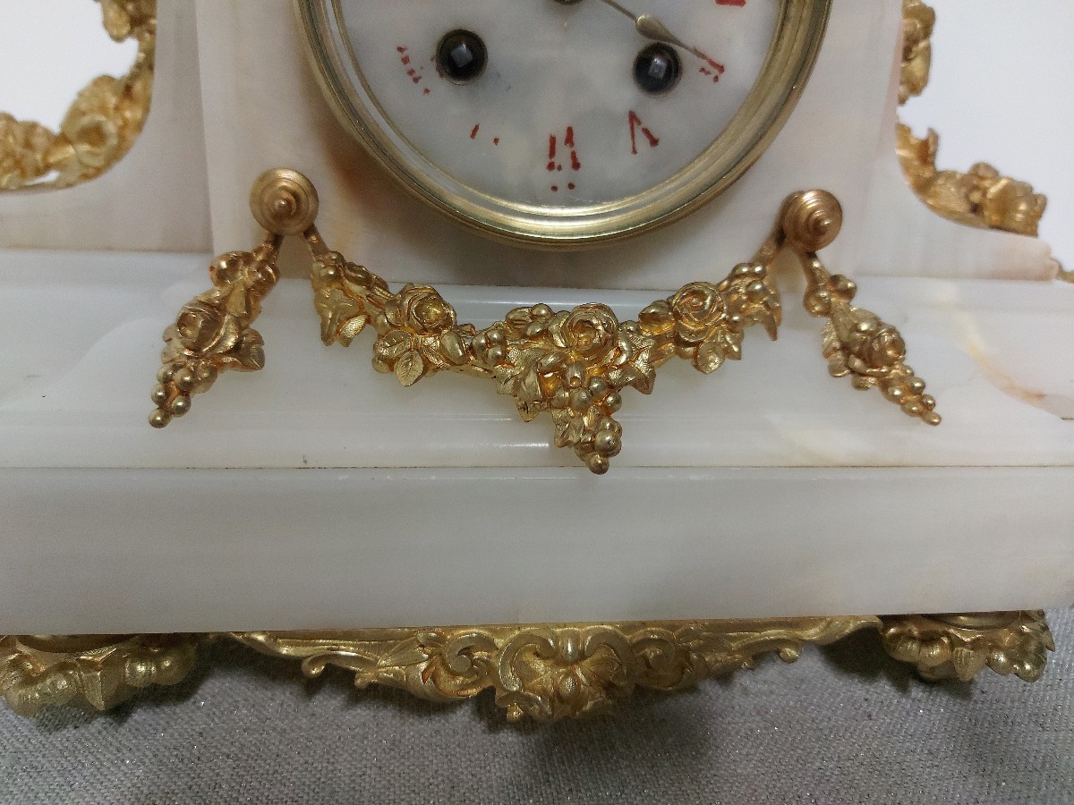 Gilt Bronze And Onyx Dove Clock-photo-2